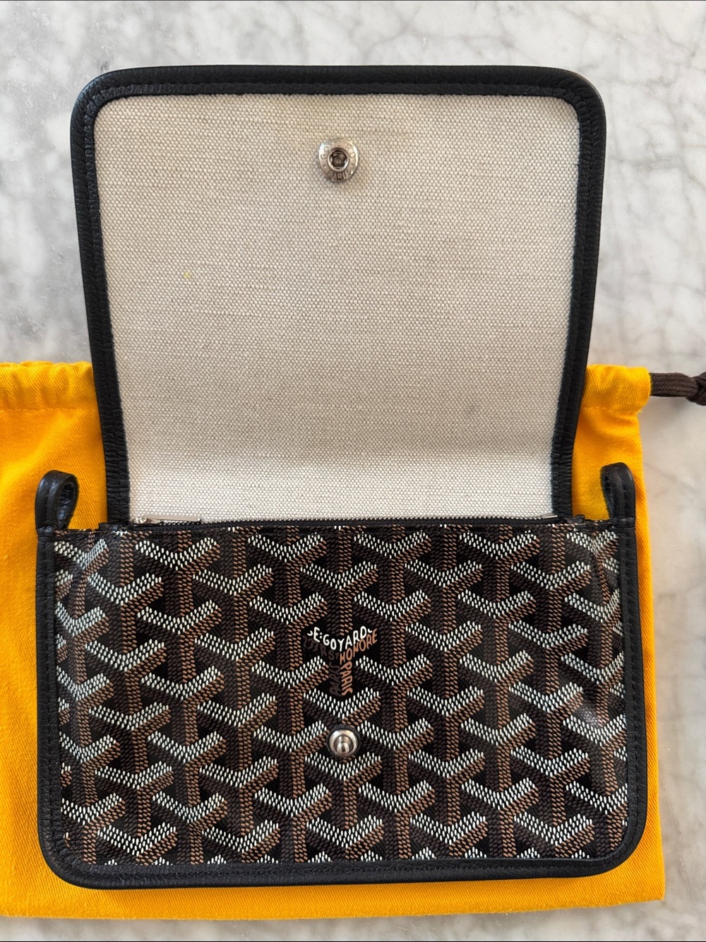 Goyard Plumet crossbody purse bag card Holder Detachable Strap black leather - Picture 12 of 16